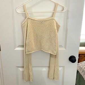 AE White Knit Off-Shoulder Sweater